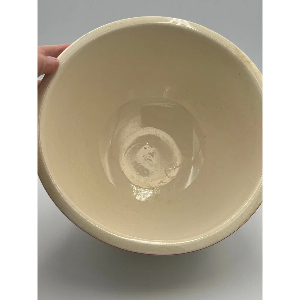 Vintage Homer Laughlin Kitchen Kraft Oven Serve‎ Floral Mixing Bowl Red Rim USA